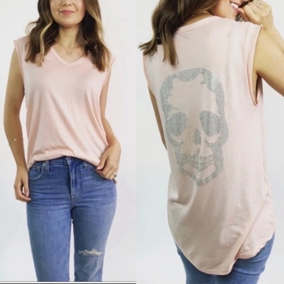 Zadig & Voltaire Brooklyn Skull Tee Blush Medium - Picture 1 of 7